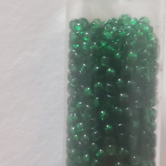 5/$15 Seed Bead Czech Glass Transparent Medium Green Tube - Picture 3 of 4